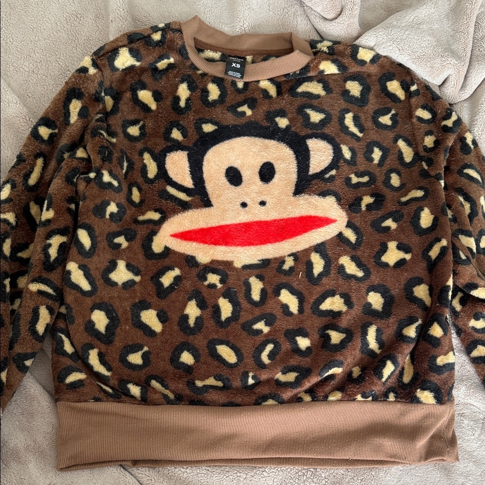 Paul Frank Brown Leopard Print Fleece Top